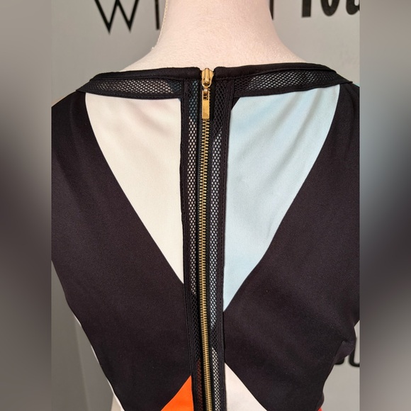 EUC Tahari ASL Geometric Mini Dress in Orange, Blue & Red Size 2 - Picture 6 of 12